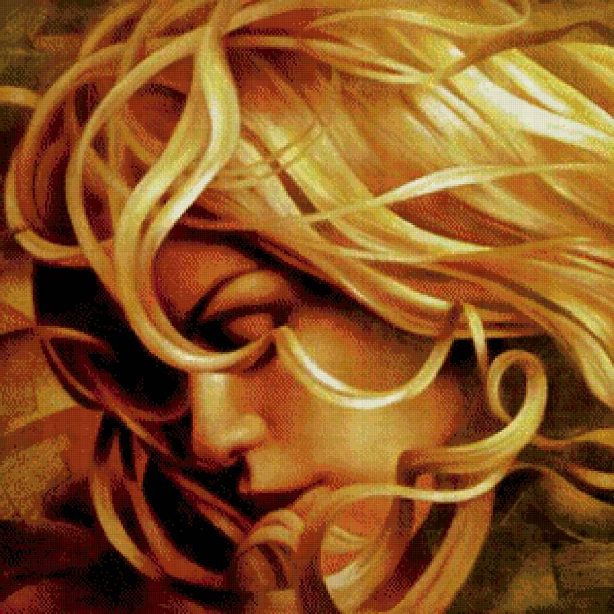 нежность - ветер, девушка, брагинский, красота, картина, блондинка, волосы - предпросмотр