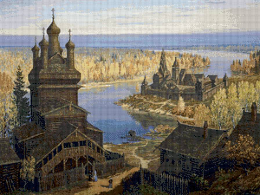 древняя русь - пейзаж, живопись, славяне, природа, русь, река - предпросмотр