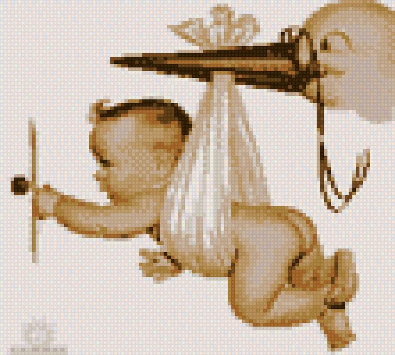 Аист и малыш - метрика, малыш, дети, аист - предпросмотр