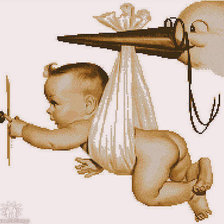 Схема вышивки «Аист и малыш»