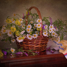 Схема вышивки «корзина с ромашками»