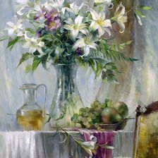 лилии и фрукты