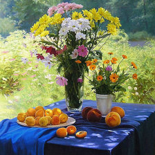 Схема вышивки «хризантемы в вазе»