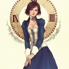 Схема вышивки «Девушка в синем»