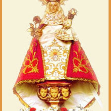 virgen de covadonga fondo tela blanca