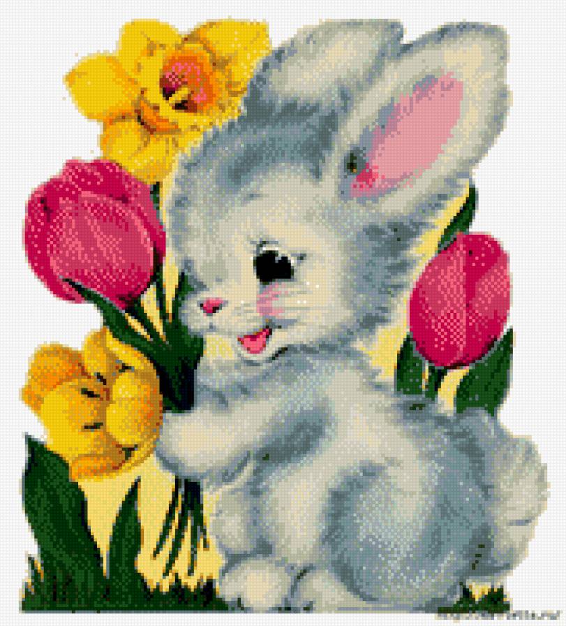 зайка - зайка с букетиком - предпросмотр