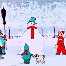 Схема вышивки «Снеговик-почтовик»