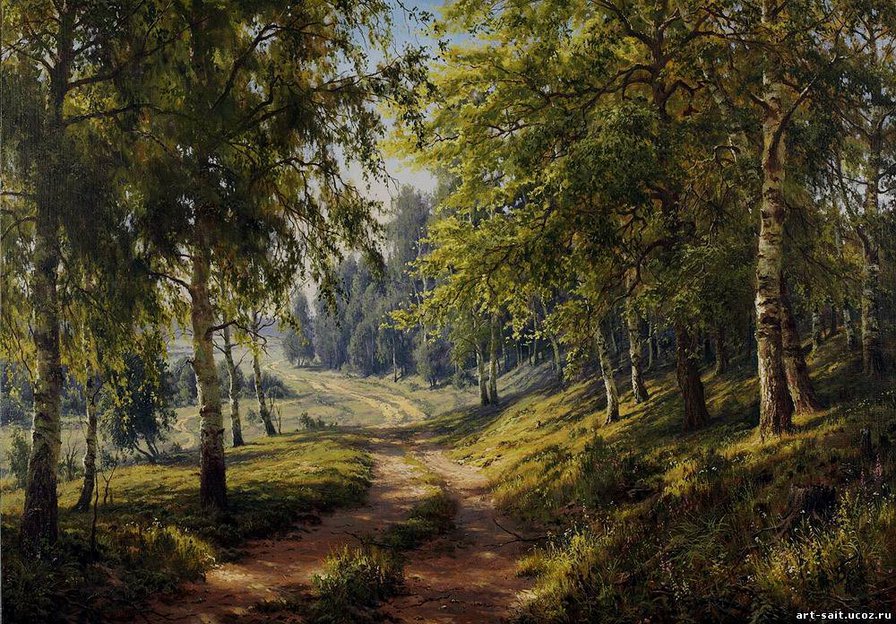 Березовый лес - лес, пейзаж. природа. лето, березы, тропинка - оригинал