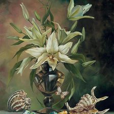 Схема вышивки «лилия и ракушки»