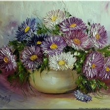 Схема вышивки «астры в вазе»