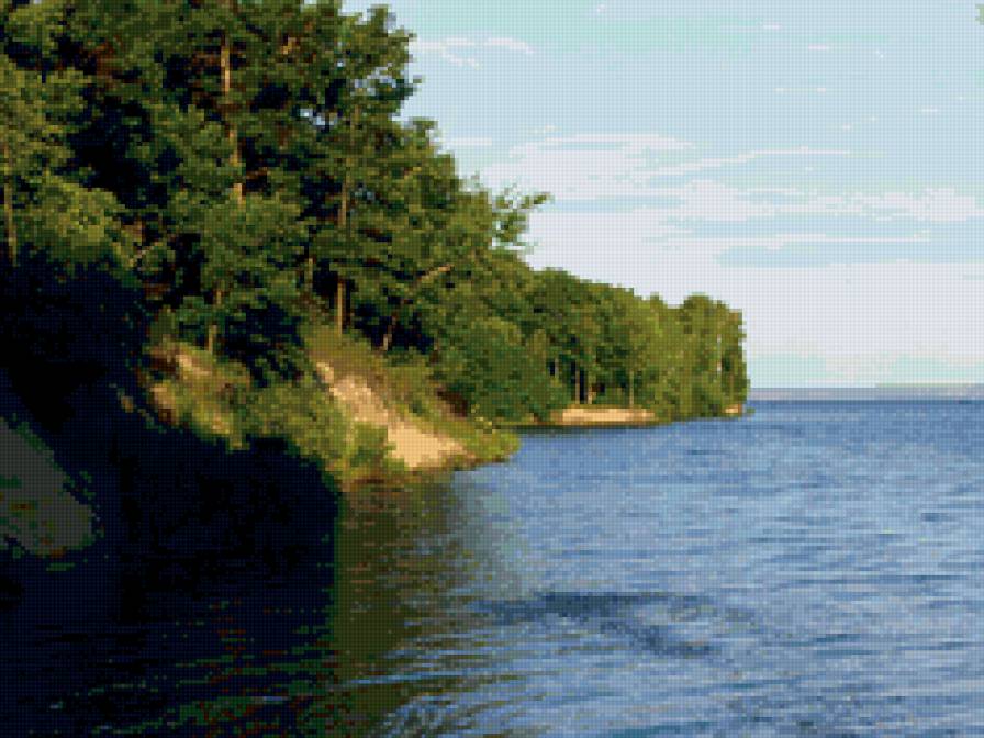 сосны на берегу реки - природа. сосны, лес, лето, река, пейзаж - предпросмотр