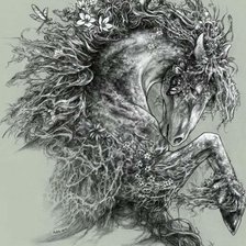 Схема вышивки «конь монохром»