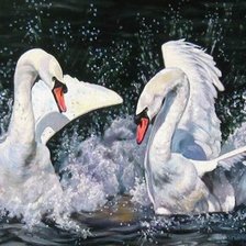 Схема вышивки «лебеди»