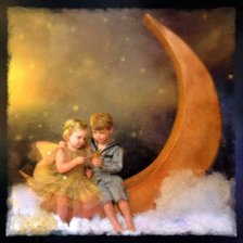 Схема вышивки «дети на месяце»