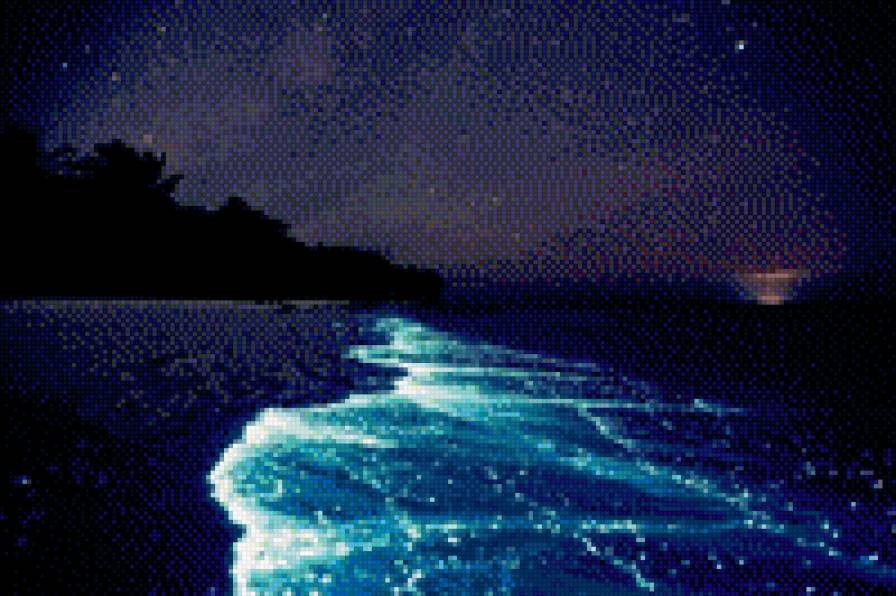 Морской берег - берег, ночь, волна - предпросмотр