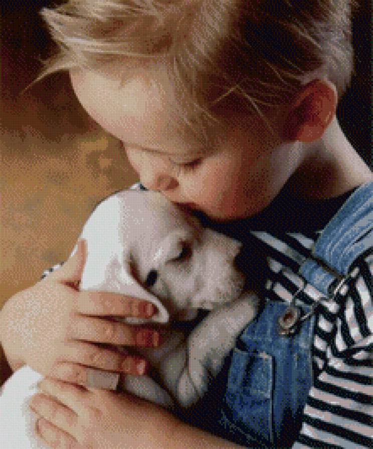 Дружба и верность. - дружба, щенок, ребенок, верность - предпросмотр