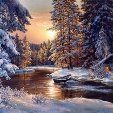 Схема вышивки «Домик в лесу»