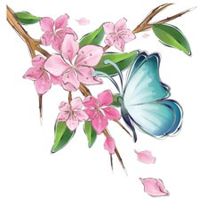 Схема вышивки «Бабочка на ветке»