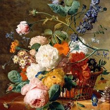 Схема вышивки «Корзина с цветами и бабочки»