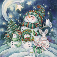 Схема вышивки «весёлые снеговики»