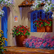 Схема вышивки «цветы во дворе»