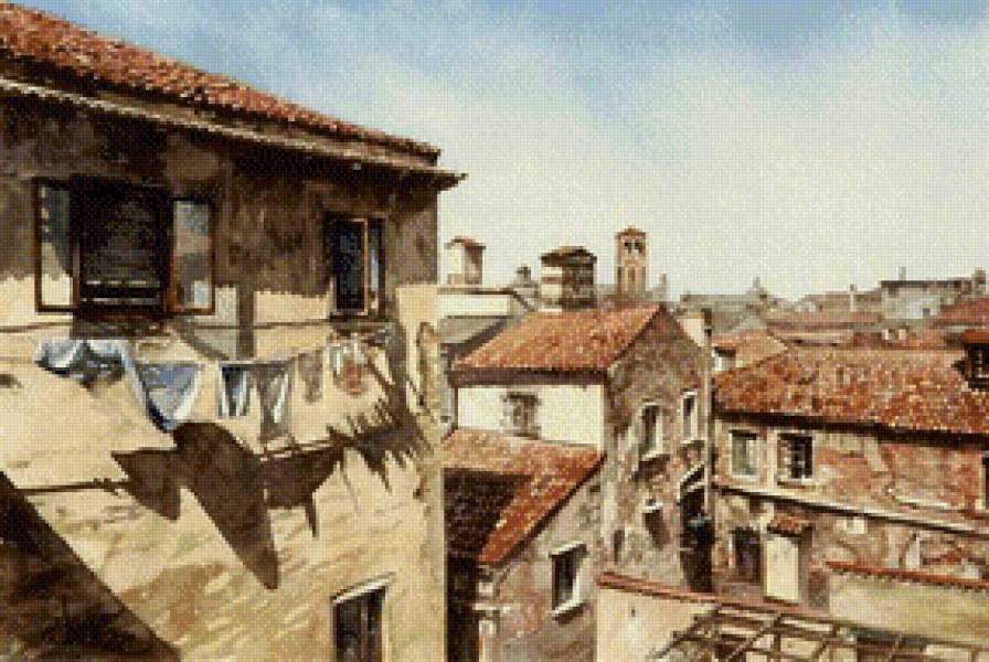 парижский дворик. акварель - дома. париж, город - предпросмотр