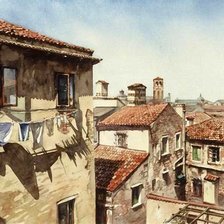 парижский дворик. акварель