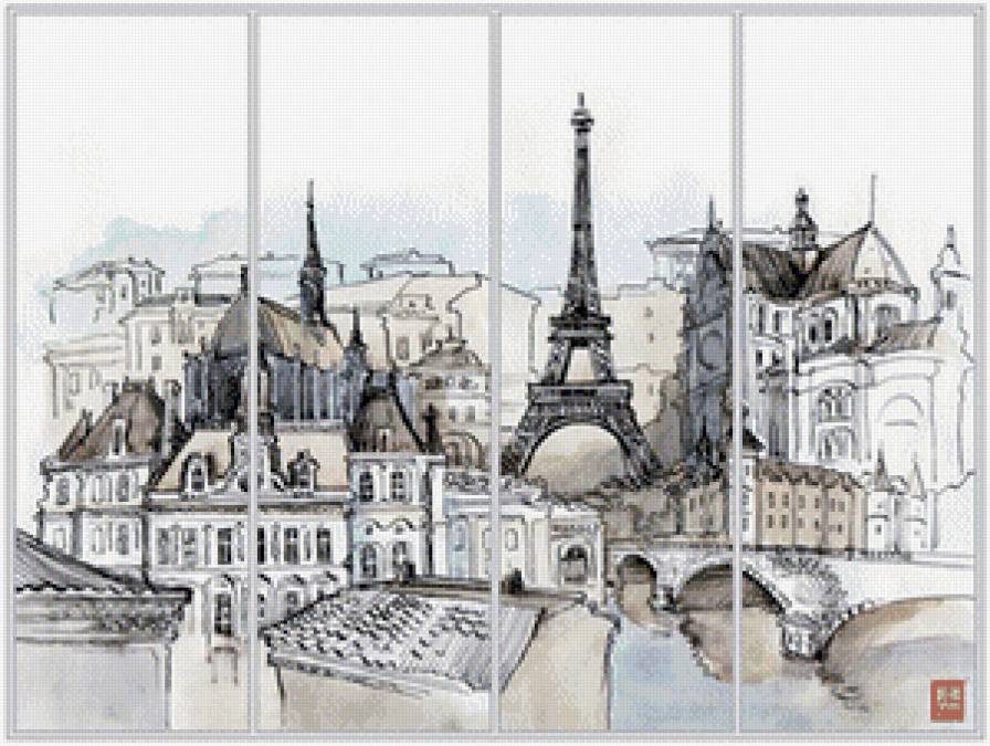 париж, акварель - париж, город - предпросмотр