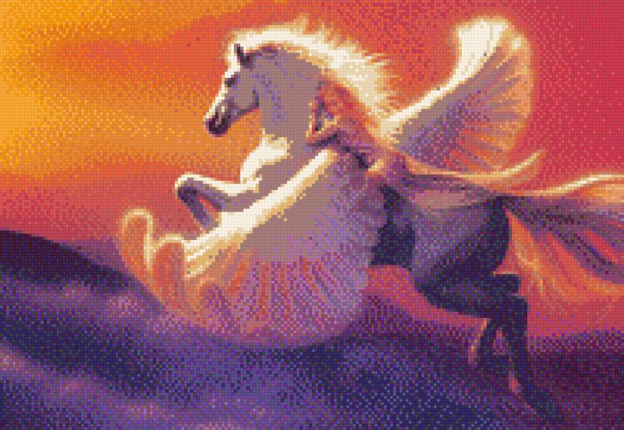 Пегас и девушка - полет, небо, пегас, девушка - предпросмотр