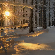 Схема вышивки «Зимний лес в лучах солнца»
