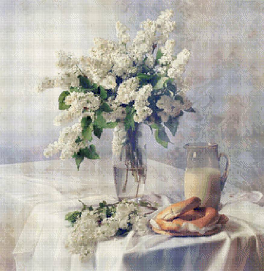 утренний натюрморт - утро, натюрморт, черемуха - предпросмотр