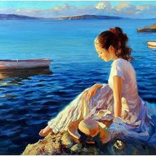 Схема вышивки «девушка на берегу»