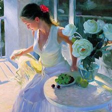 Схема вышивки «девушка с белыми розами»