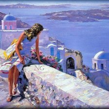 Схема вышивки «Девушка и море»