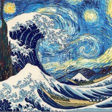 Схема вышивки «Ван Гог + Хокусай»