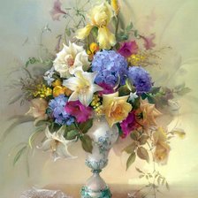 Схема вышивки «нежный букет в вазе»