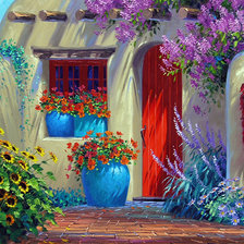 Схема вышивки «южный дворик в цветах»