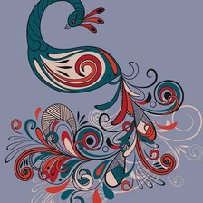 Схема вышивки «жар птица для голубой канвы»