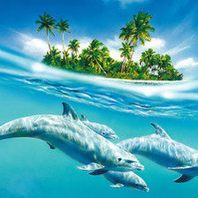 Схема вышивки «дельфины»