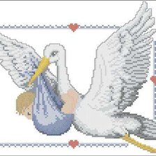 Схема вышивки «Аист и мальчик»