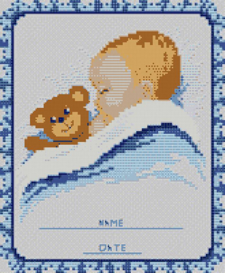 Малыш с мишкой - мальчик, метрика, дети - предпросмотр