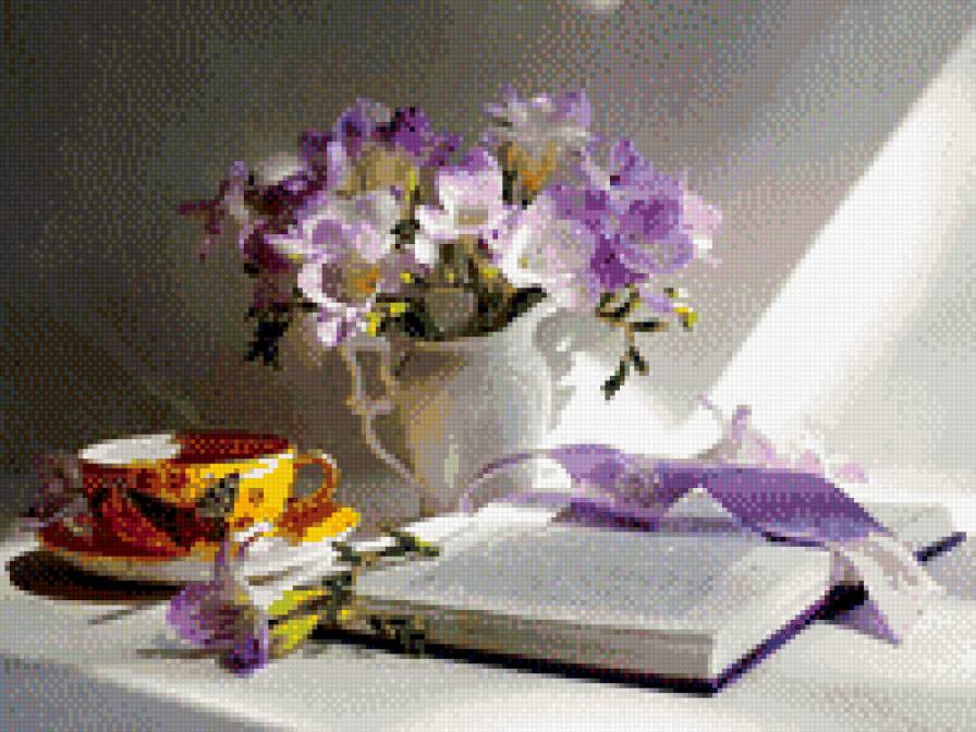 фрезии, натюрмотр - натютморт - предпросмотр