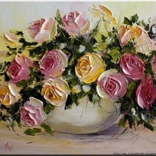 Схема вышивки «букет роз в вазе»