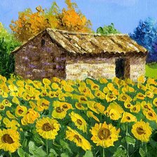 Схема вышивки «поле с подсолнухами»