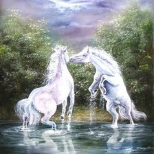 Схема вышивки «Белые лошади»