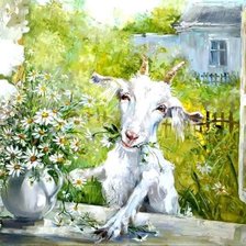 Схема вышивки «Веселая коза»