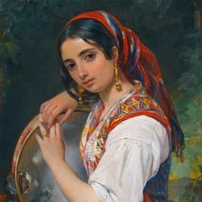 Схема вышивки «Орлов Пимен Никитич Портет итальянской девочки-пастушки с бубном»