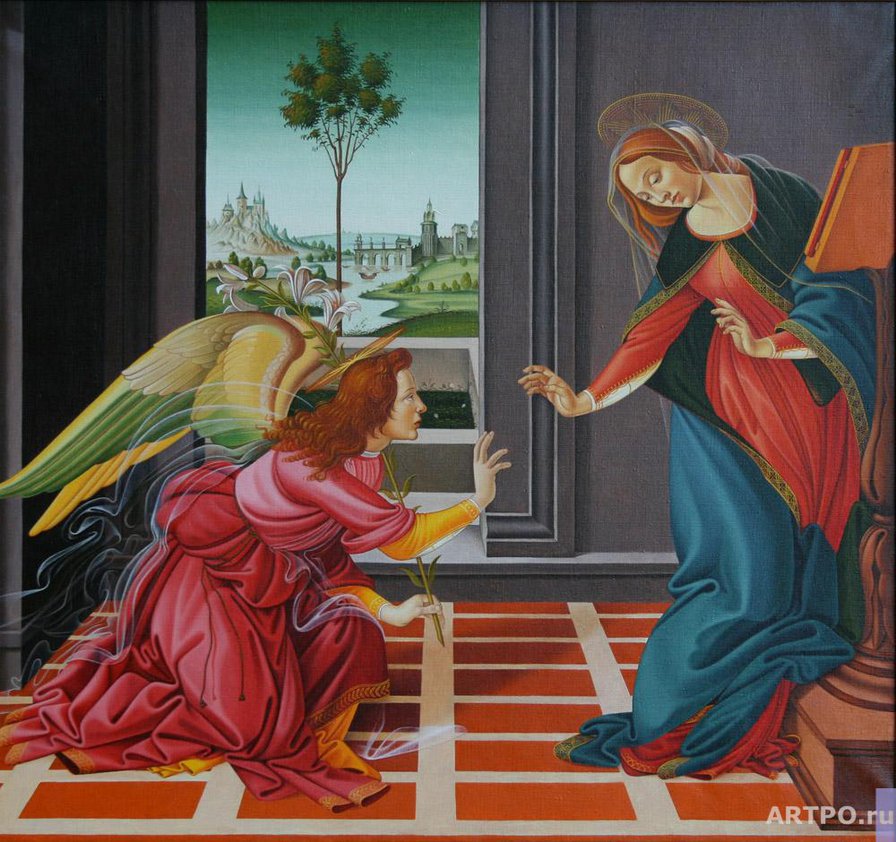 Благовещение - религия, боттичелли - оригинал