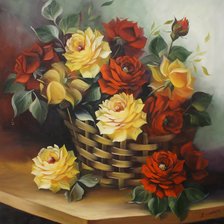 Схема вышивки «розы в корзине»