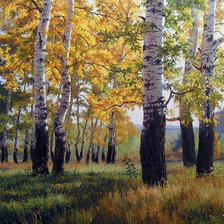 Схема вышивки «осень в берёзовой роще»